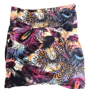 Y2K Colorful Feather Print Bodycon Mini Skirt